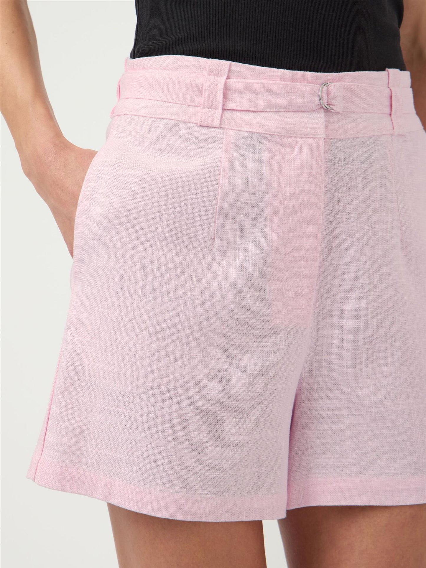 YASAGANIA HW LINEN BLEND SHORTS - PINK LADY