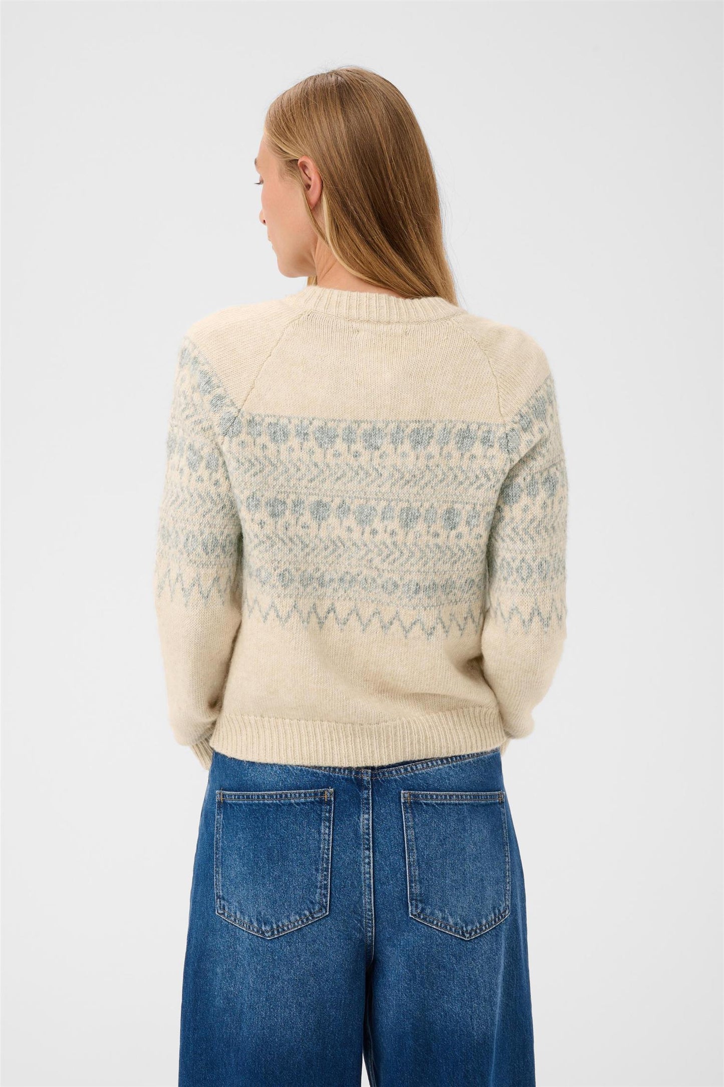CharmainePW Cardigan - Whitecap/Grey Jaquard