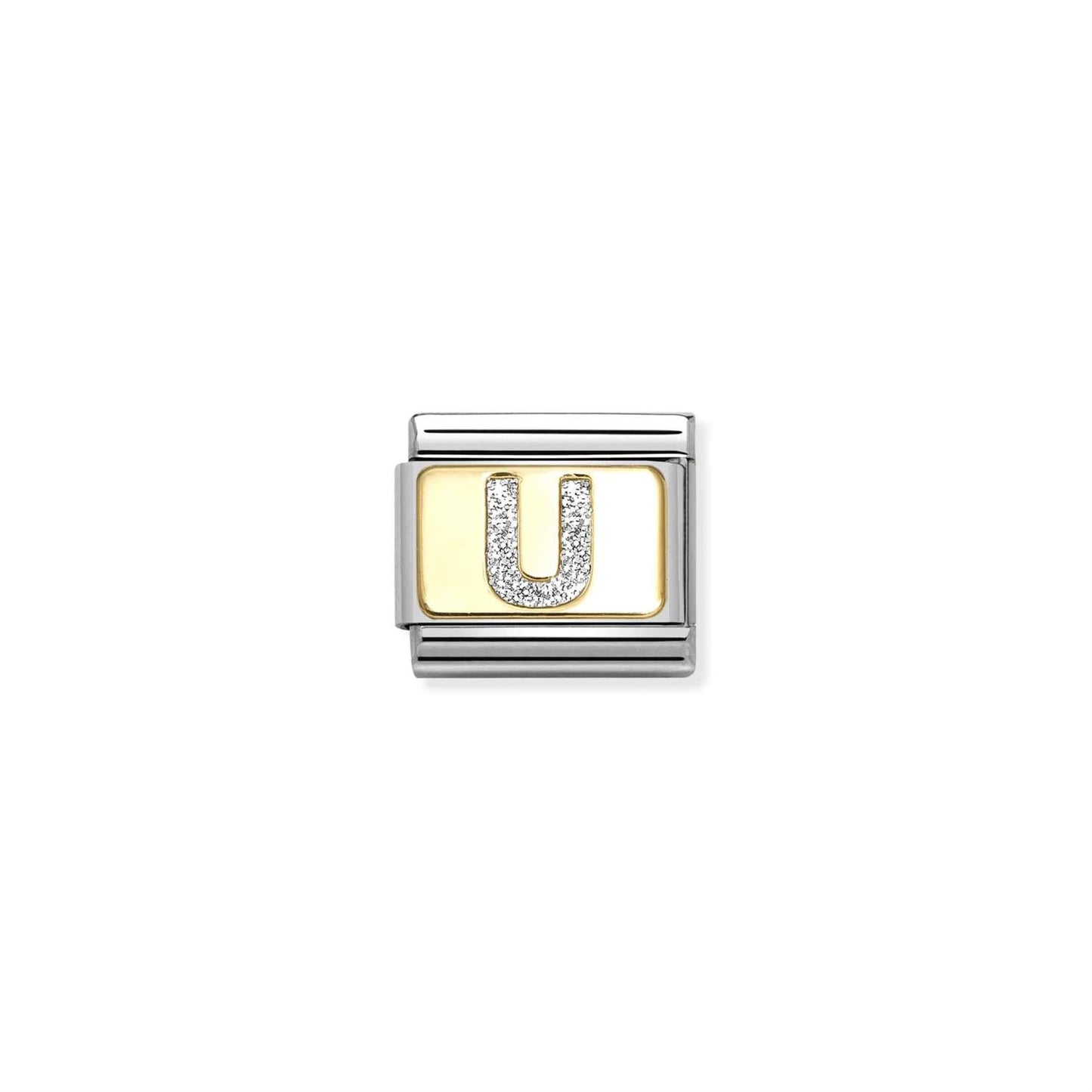 LINK, LETTER U SILVER GLITTER