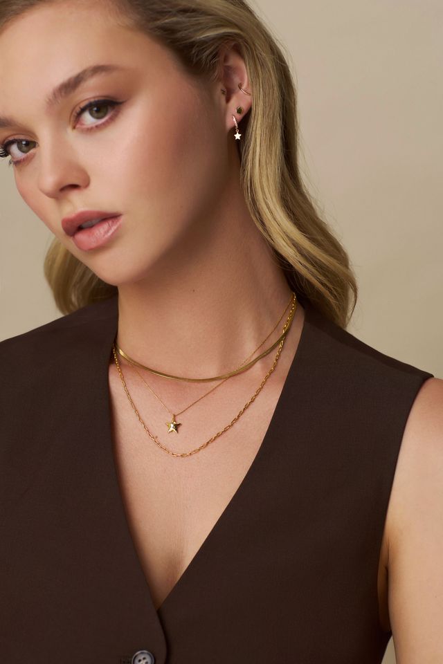 Pavé Mini Micro Star Drop Gold Hoops