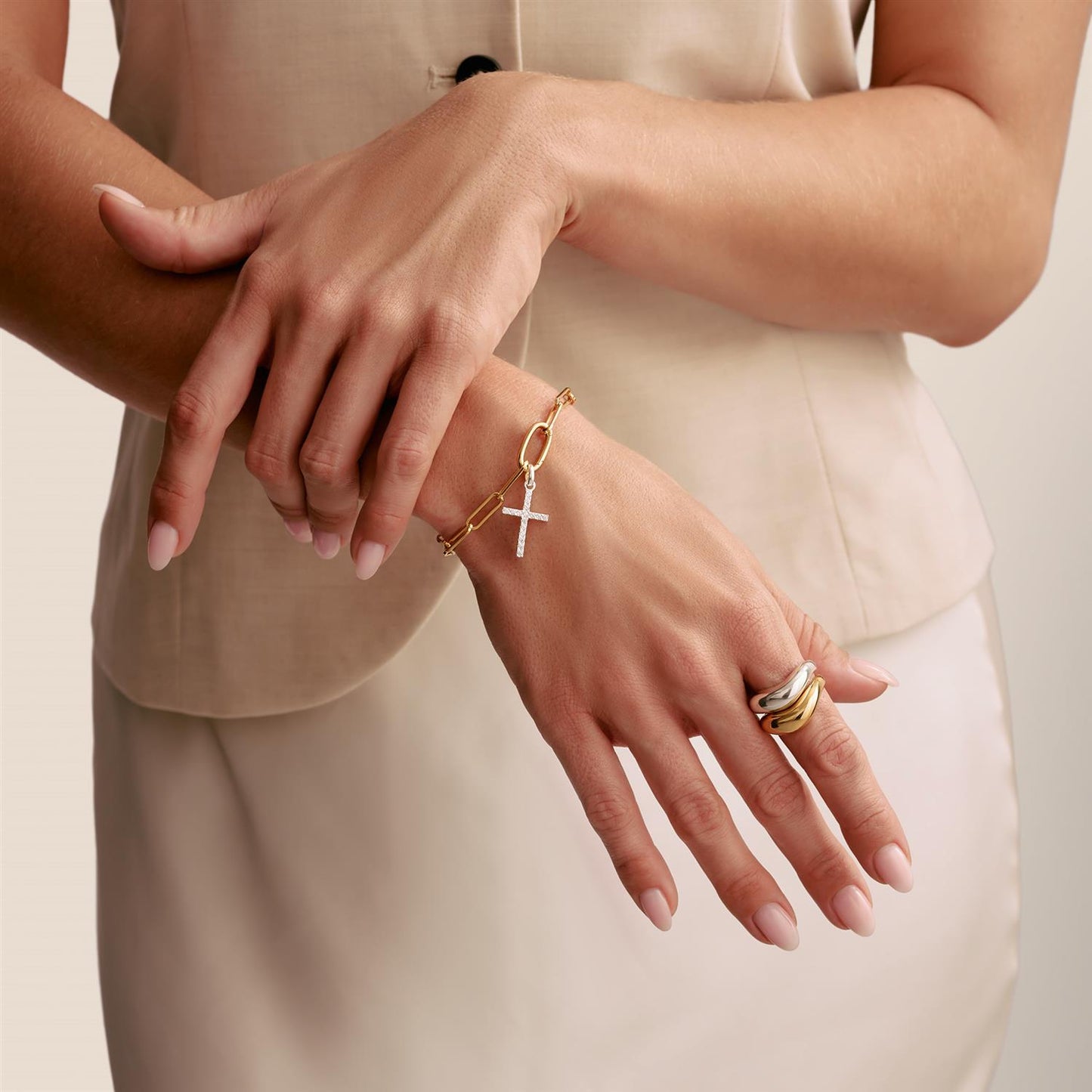 Charm Pendant Cross With Stones Connect silver