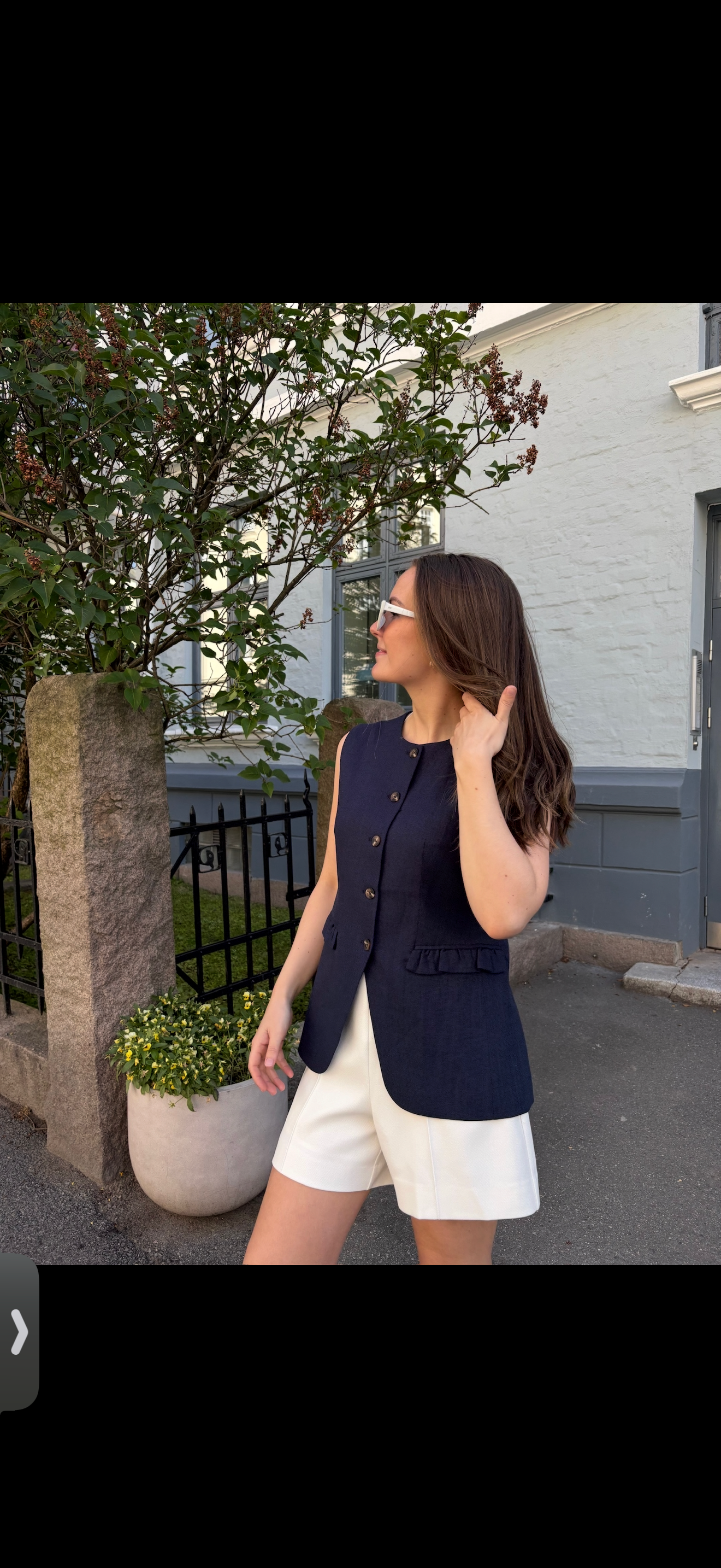 YASGANA LINEN BLEND WAISTCOAT - NAVY BLAZER