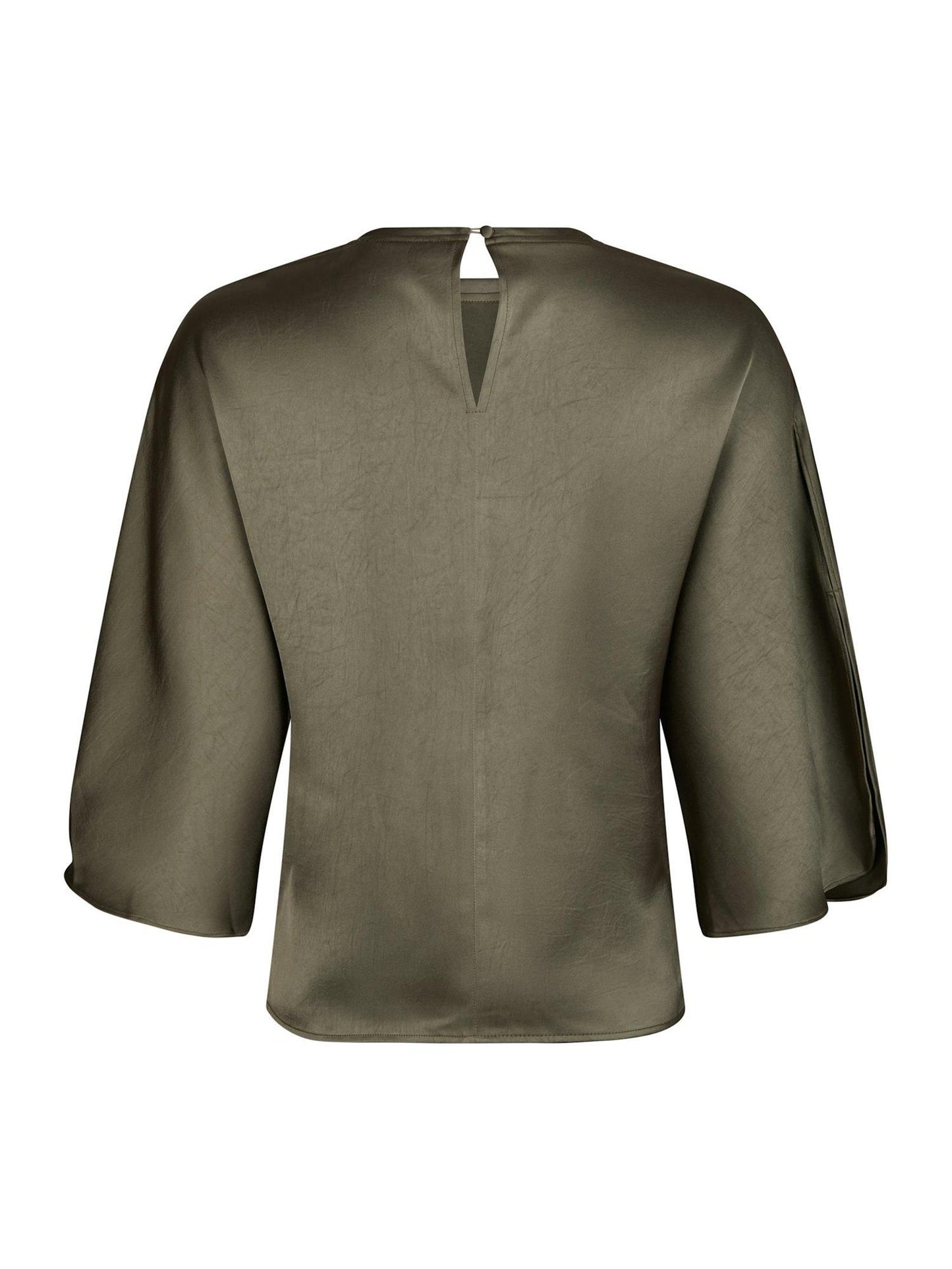 Liora Heavy Sateen Blouse - Cold Army