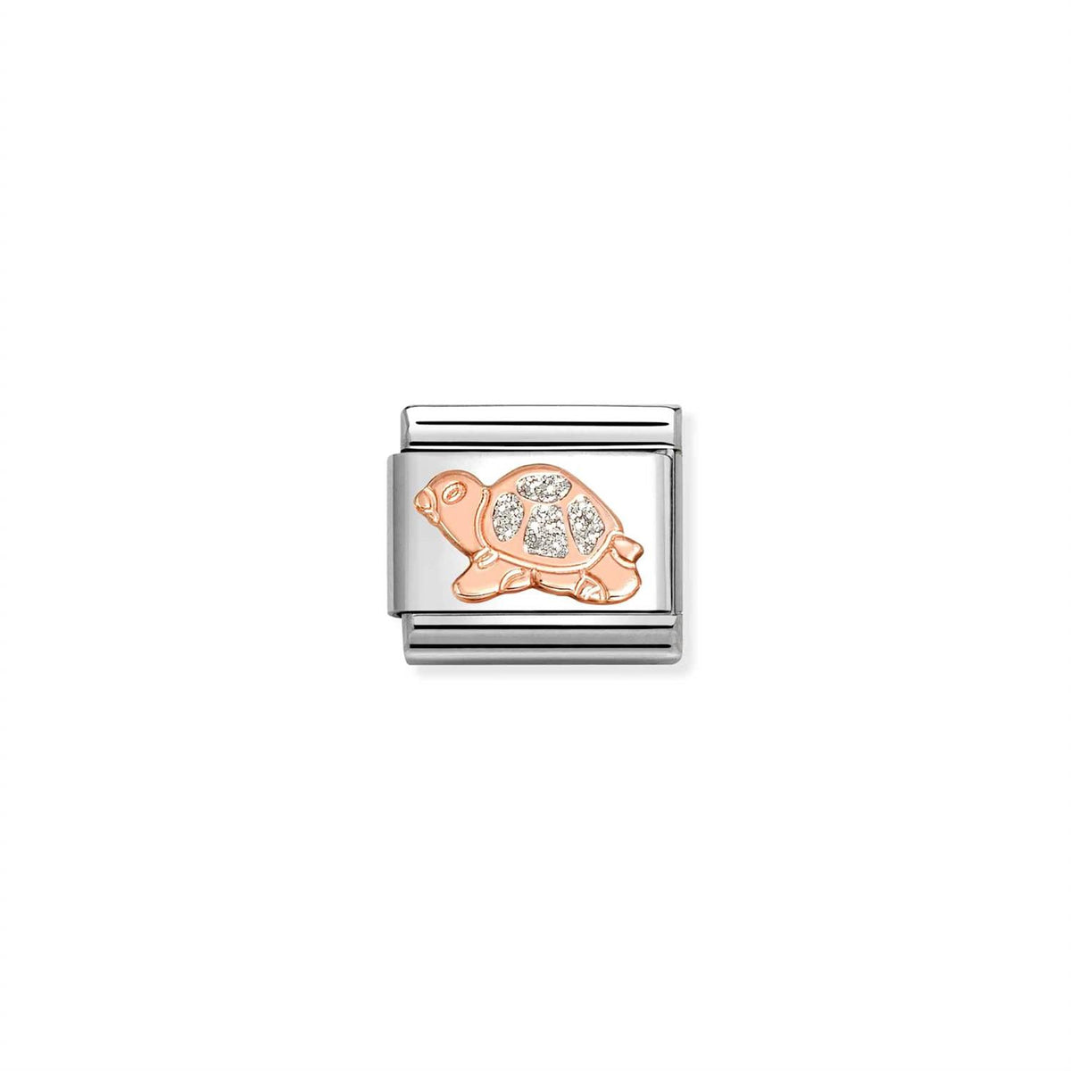 LINK, TURTLE IN ROSEGOLD WITH SILVER GLITTER