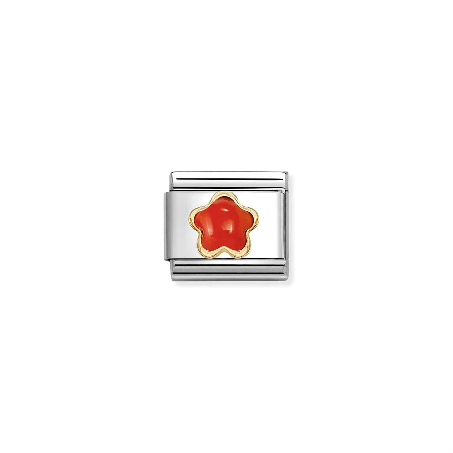 LINK, RED CORAL FLOWER IN GOLD