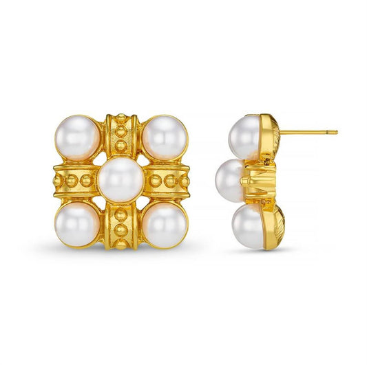 Statement Cross & Pearl Stud Earrings