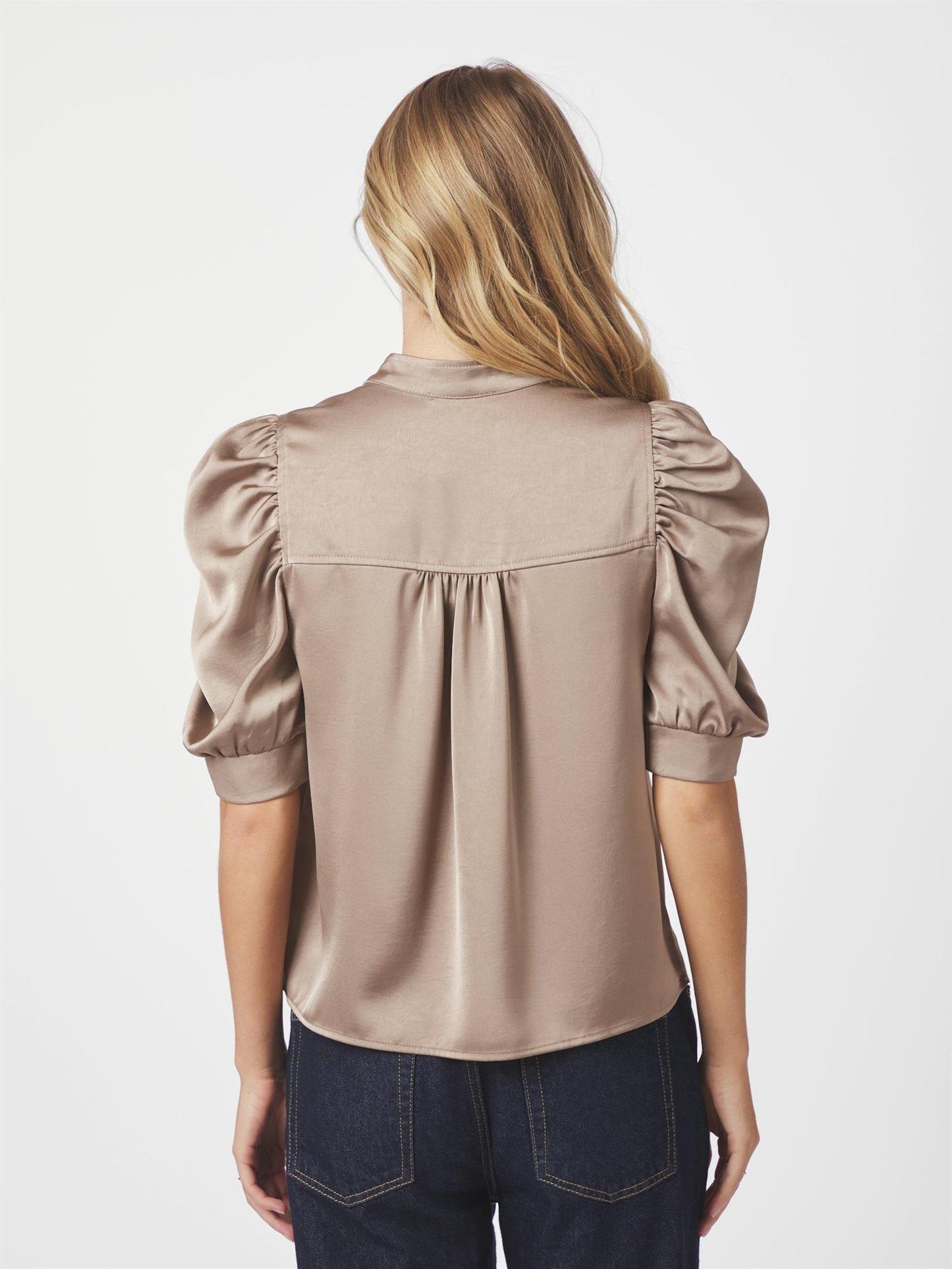 Roella Heavy Sateen Blouse - Dark Taupe