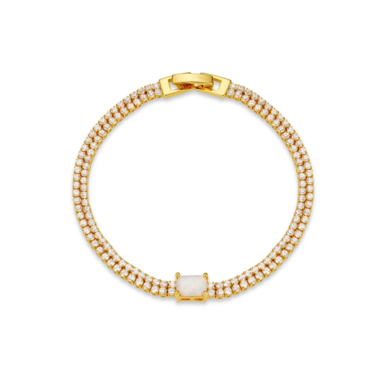 Opal & Crystal Double Row Tennis Bracelet