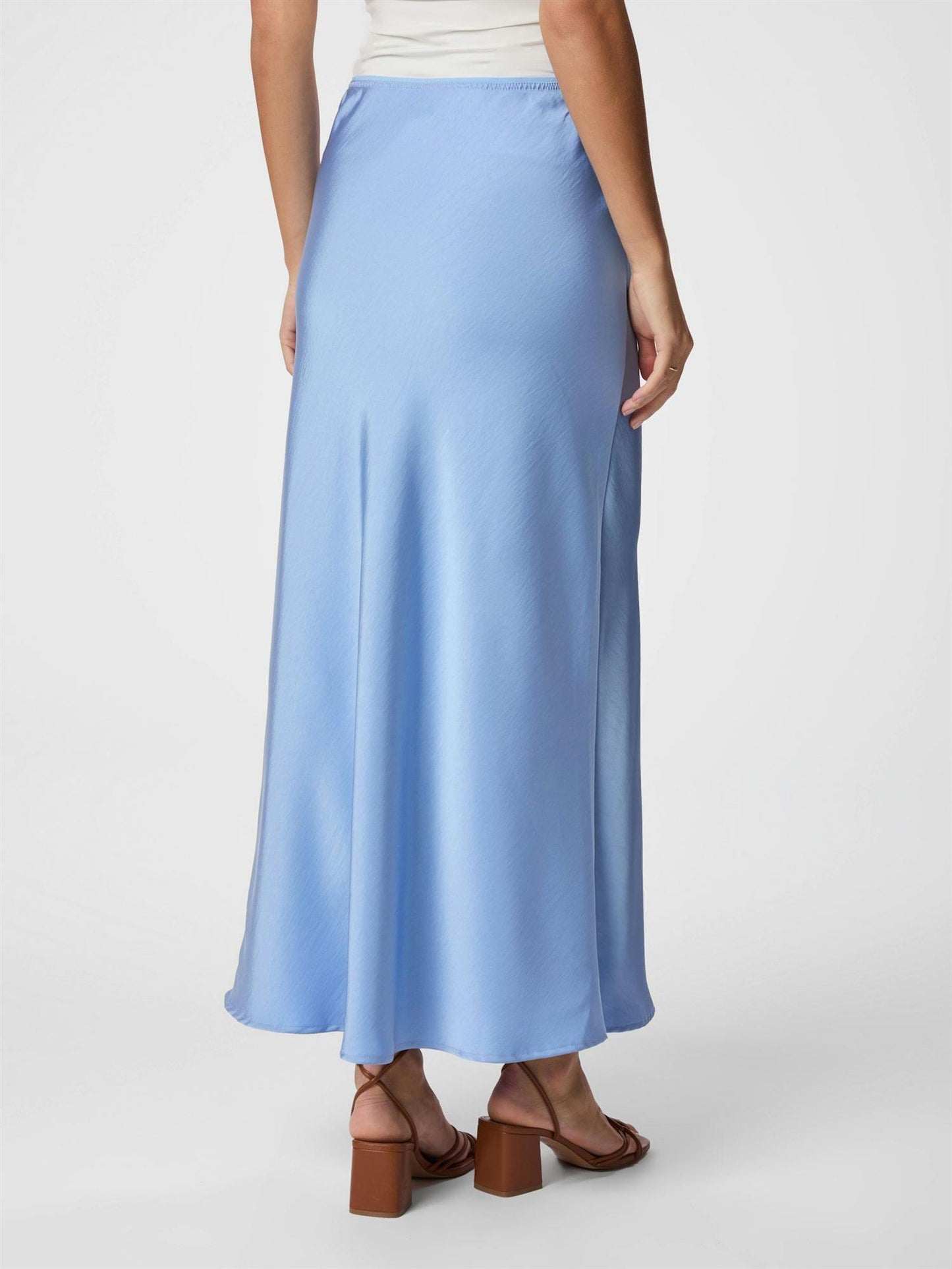 Vicky Heavy Sateen Skirt - Dusty Blue