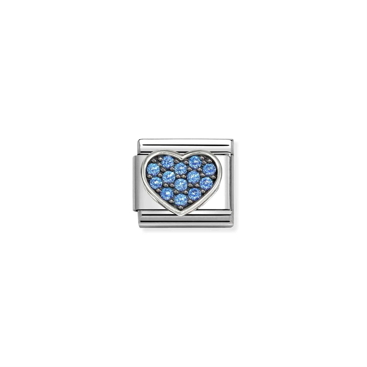 LINK, SILVER HEART WITH BLUE CUBIC ZIRCONIA