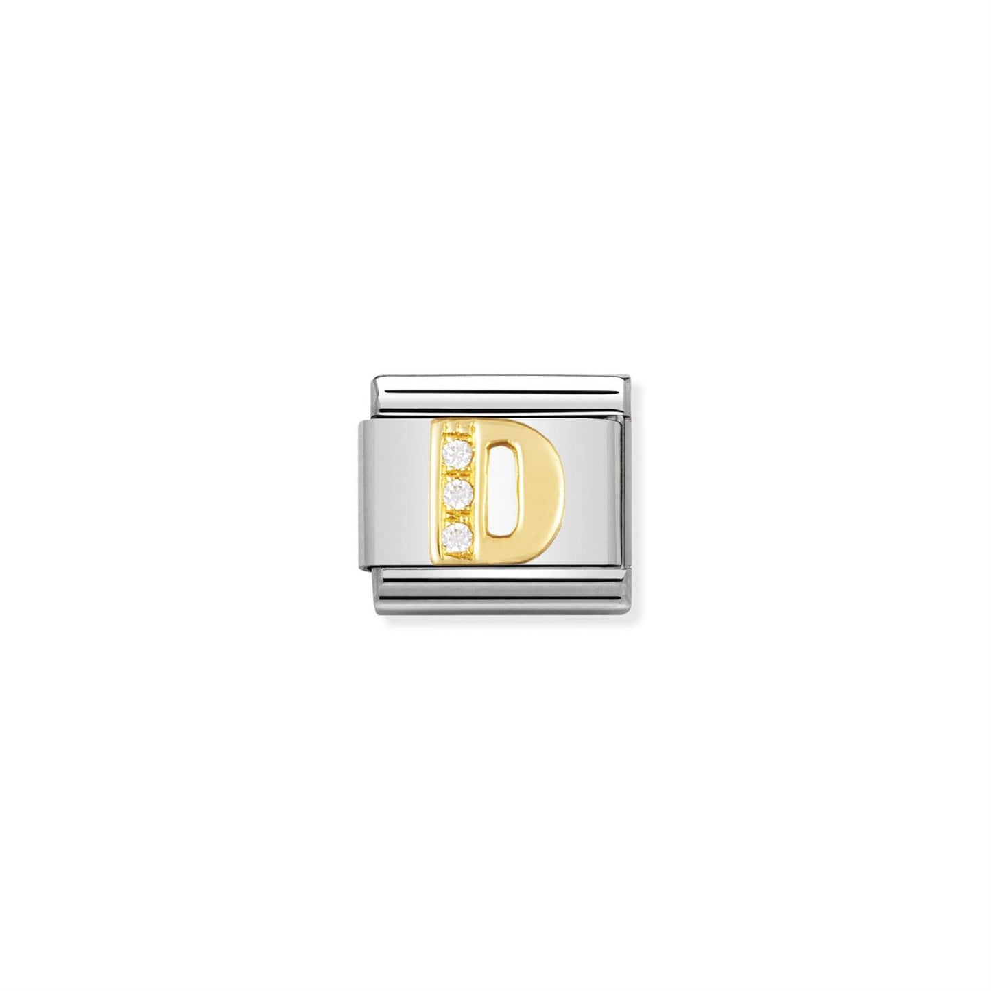 LINK, LETTER D WITH WHITE STONES