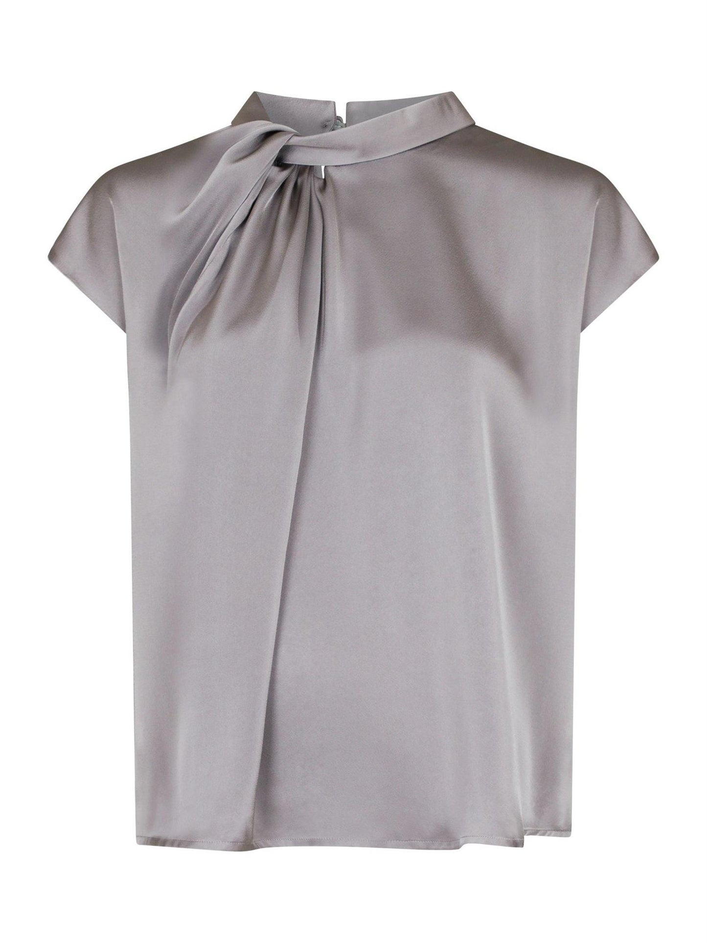 Fleur Drapy Satin Blouse - Grey