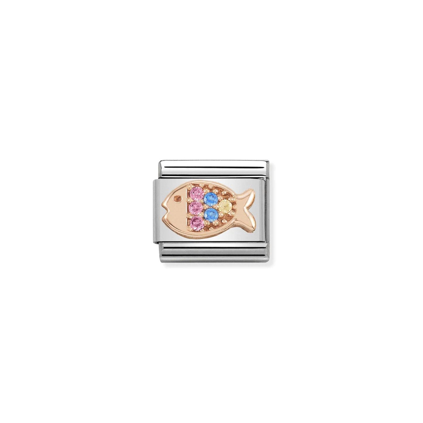 LINK, FISH WITH STONES IN ROSE GOLD