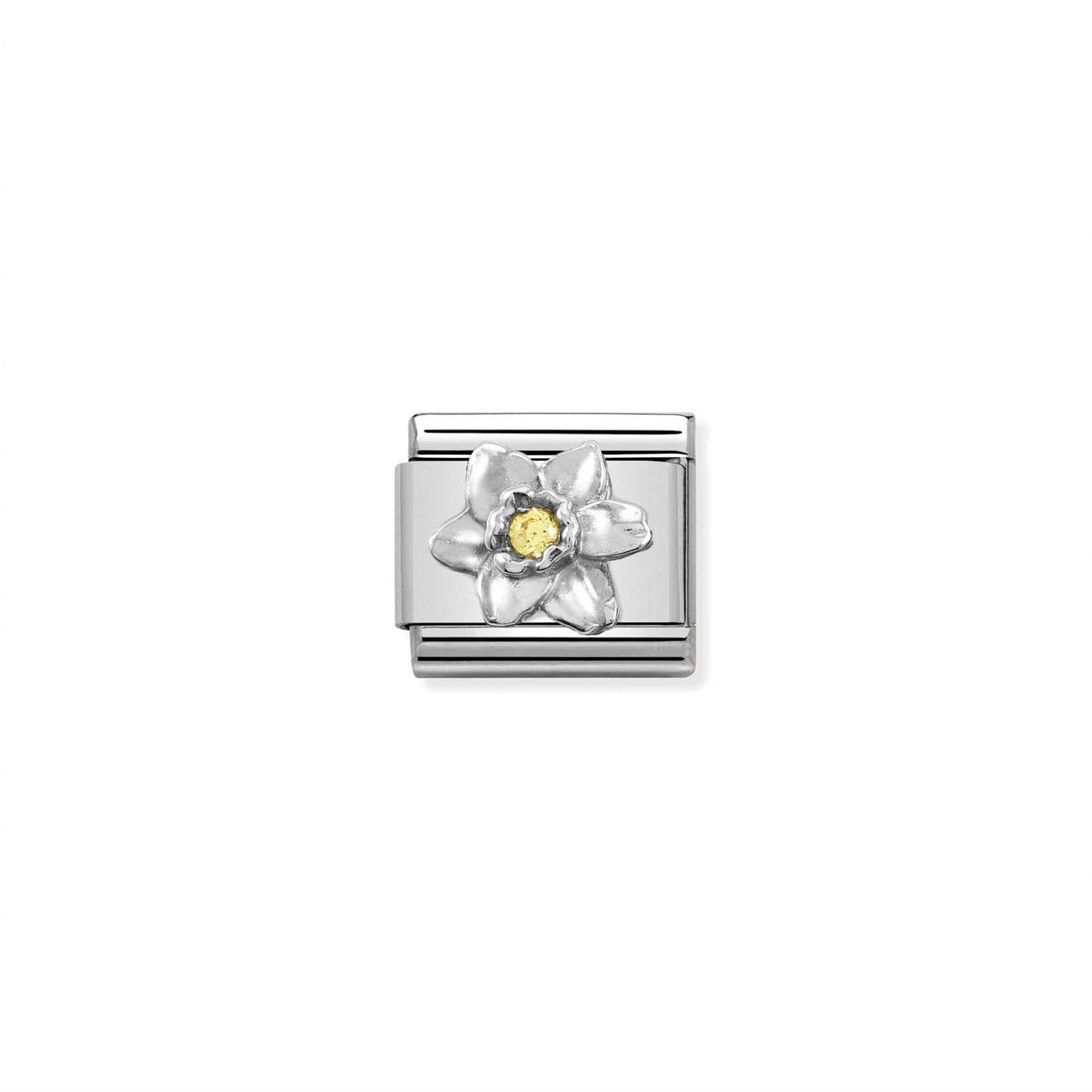 LINK, SILVER DAFFODIL WITH YELLOW STONE