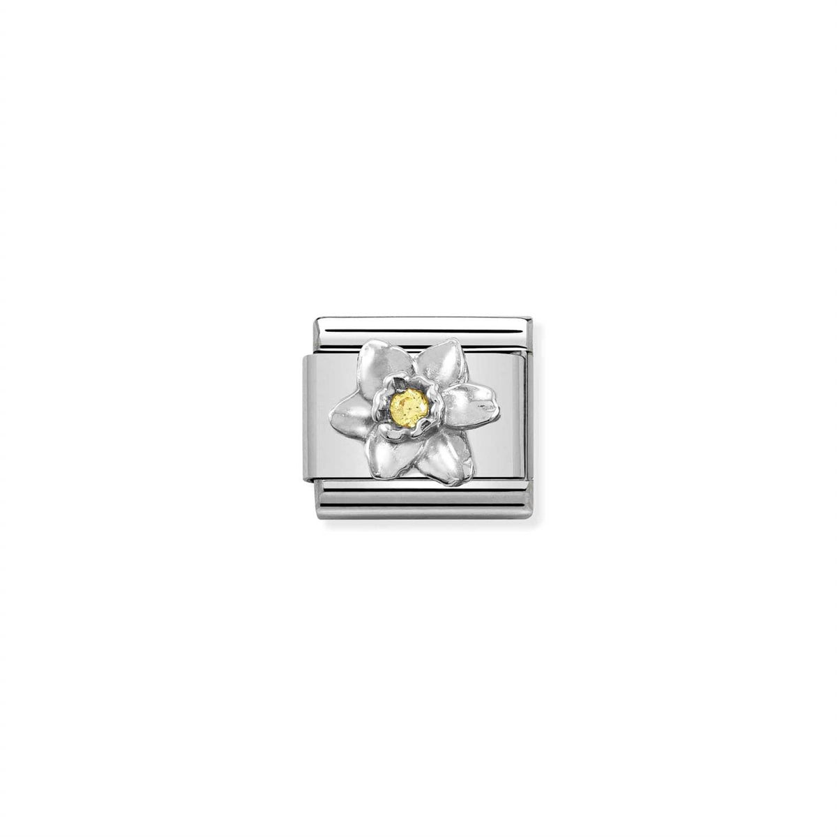 LINK, SILVER DAFFODIL WITH YELLOW STONE