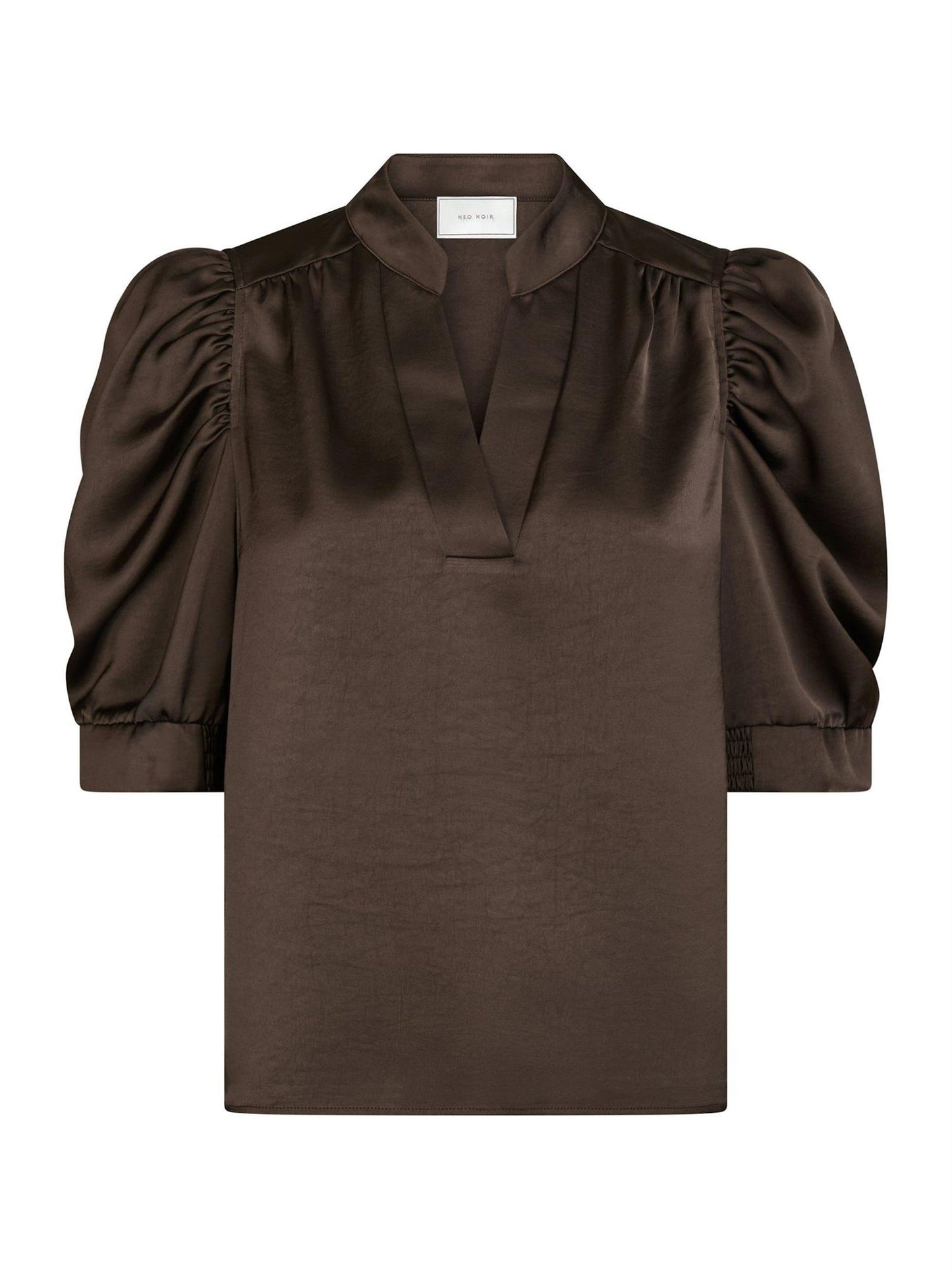 Roella Heavy Sateen Blouse - Dark brown