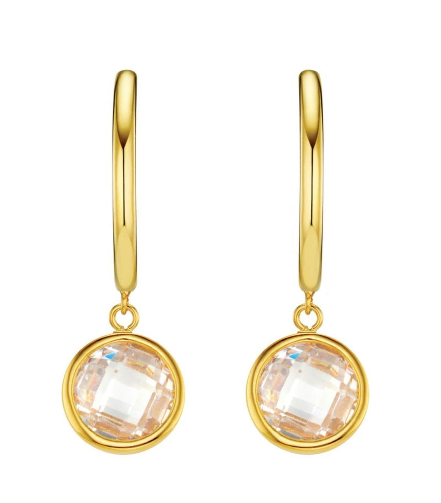 Crystal drop mid-size hoop earrings