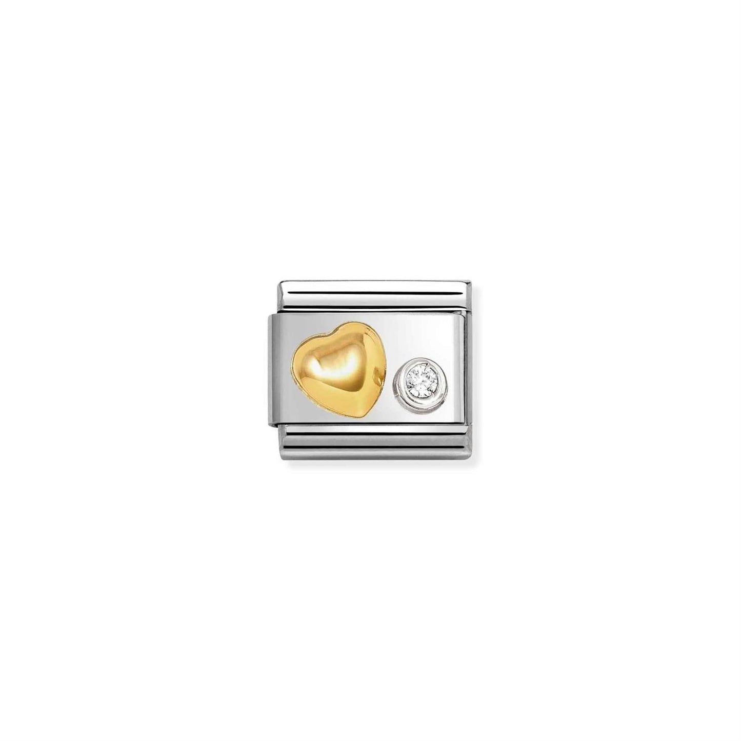 LINK, RAISED HEART CZ WHITE