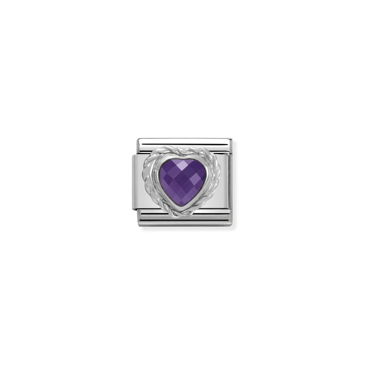 LINK, HEART-SHAPED PURPLE STONE