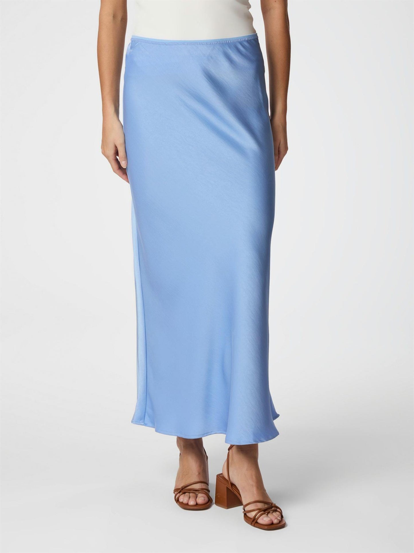 Vicky Heavy Sateen Skirt - Dusty Blue