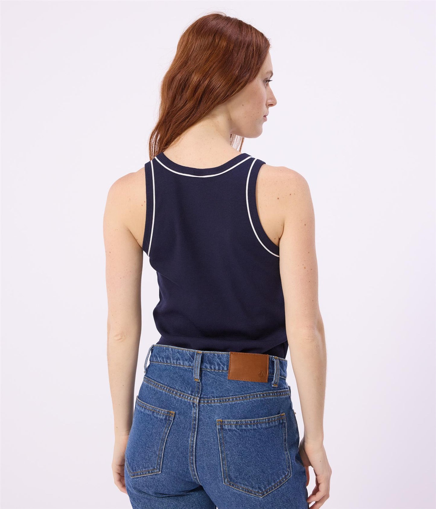 Tanktop Ribbed - Navy and White details