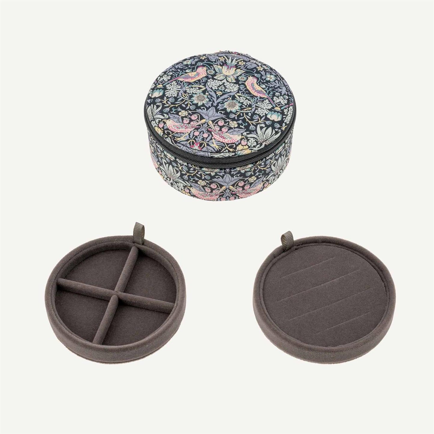 Jewelry Box Round mw - Liberty Strawberry Thief Black
