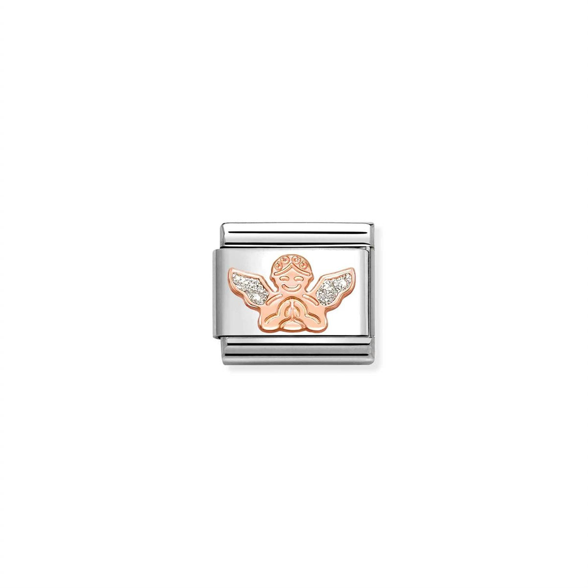 LINK, ANGEL IN ROSEGOLD WITH SILVER GLITTER