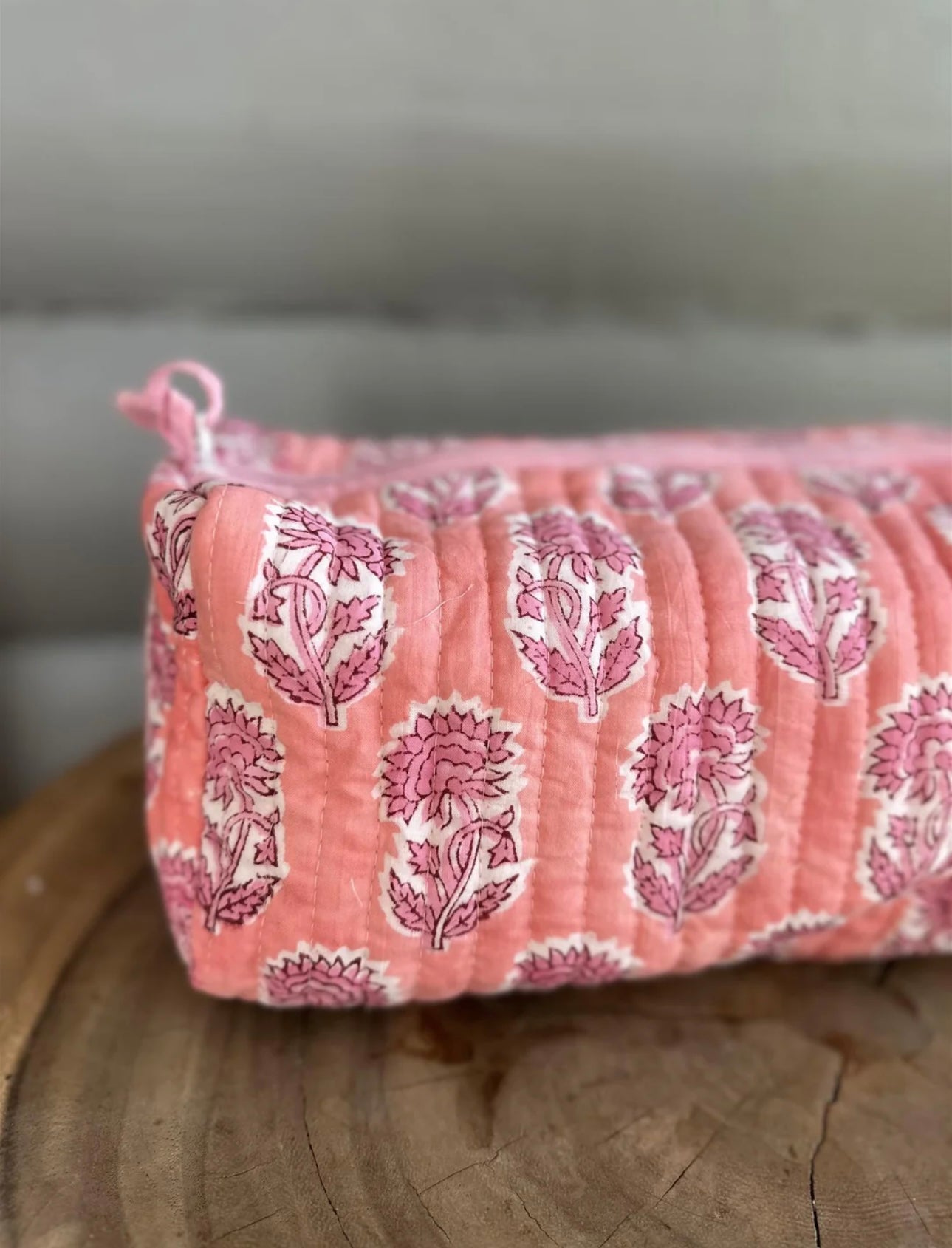 Toalettmappe Blokktrykket - Clover Peach