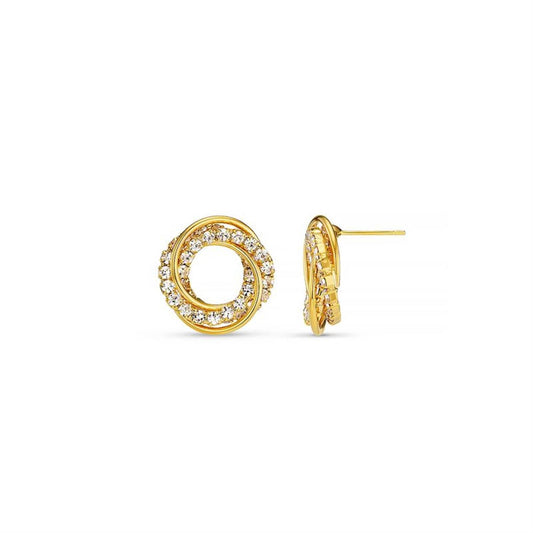 Interlocking Pave Open Circle Stud Earrings