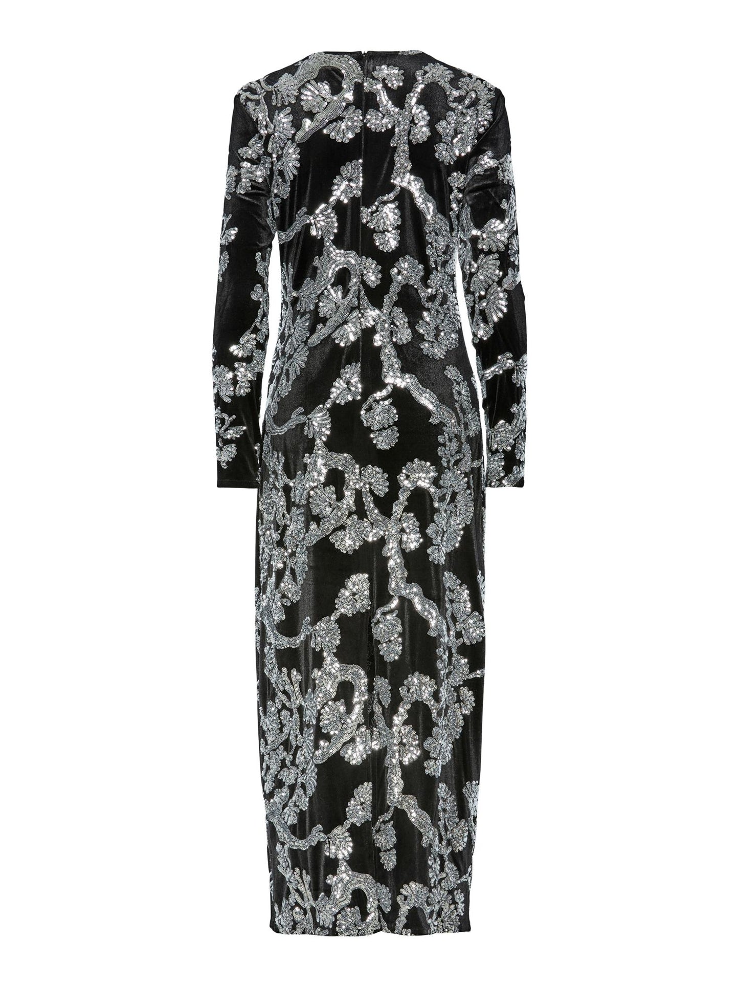 YASFLORANA LS LONG DRESS - BLACK/SILVER