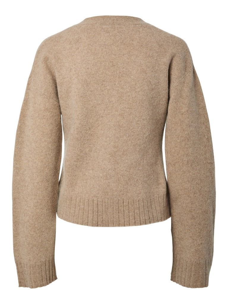 YASEMILA LS WOOL KNIT CARDIGAN - MELANGE