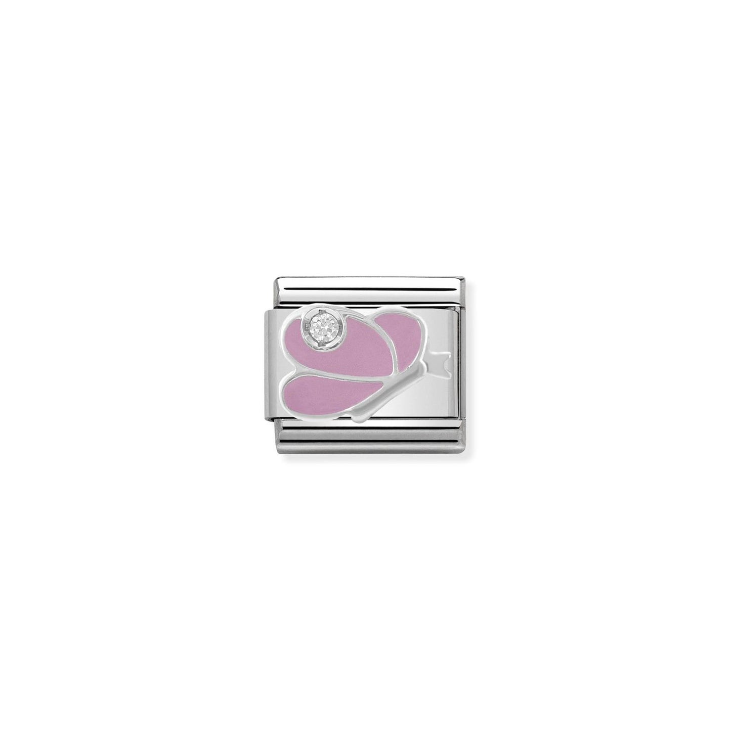 LINK, PINK BUTTERFLY IN ENAMEL AND STONE