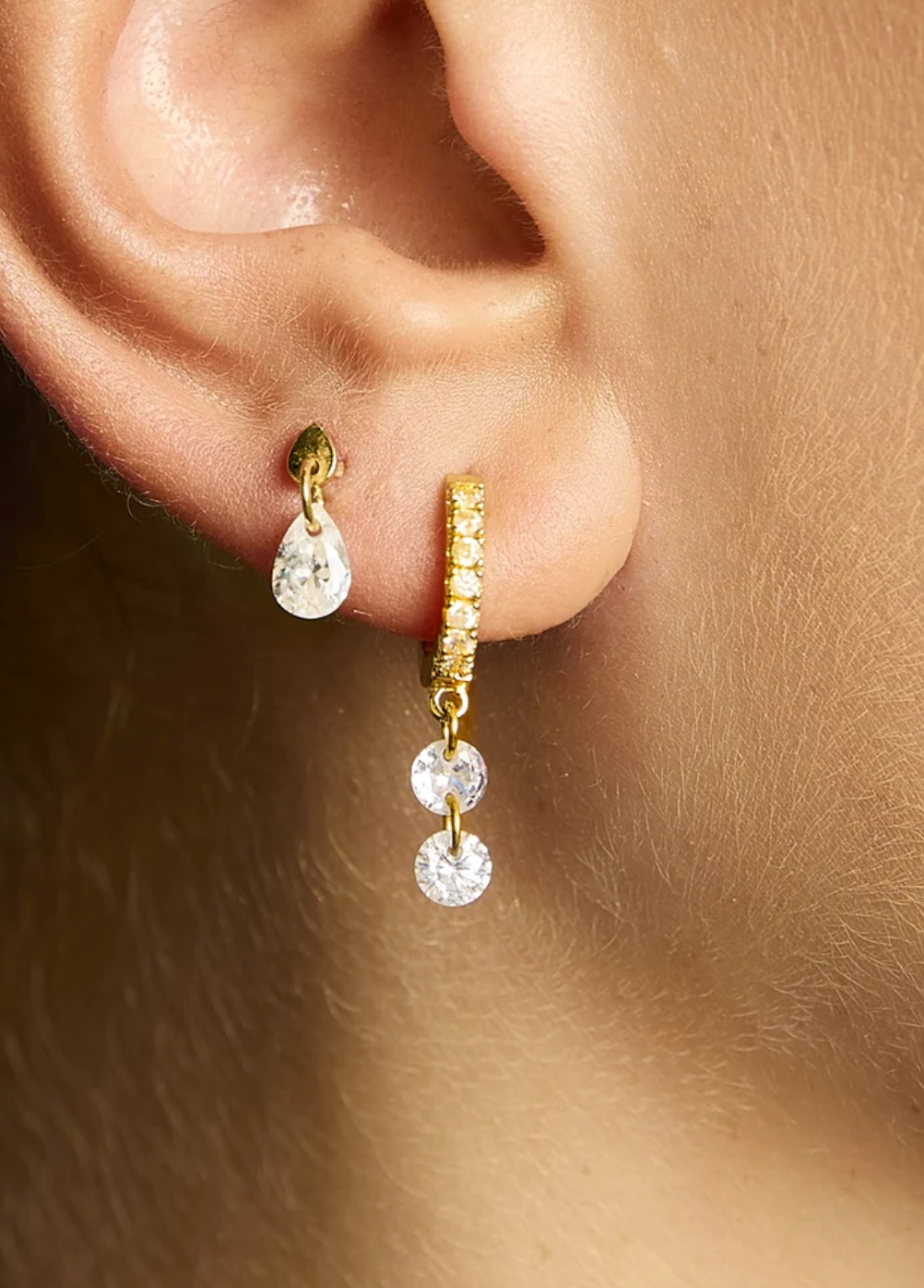 Double Crystal Delhi Hoops
