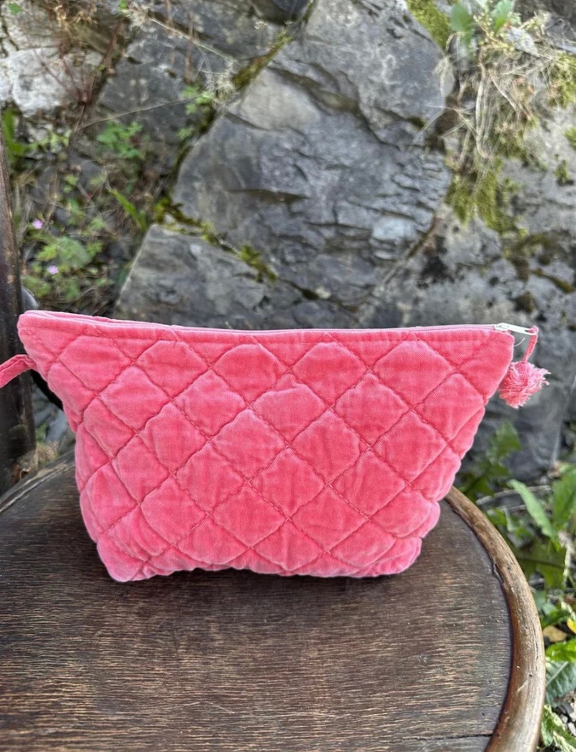 Toalettmappe Velur - Rasberry