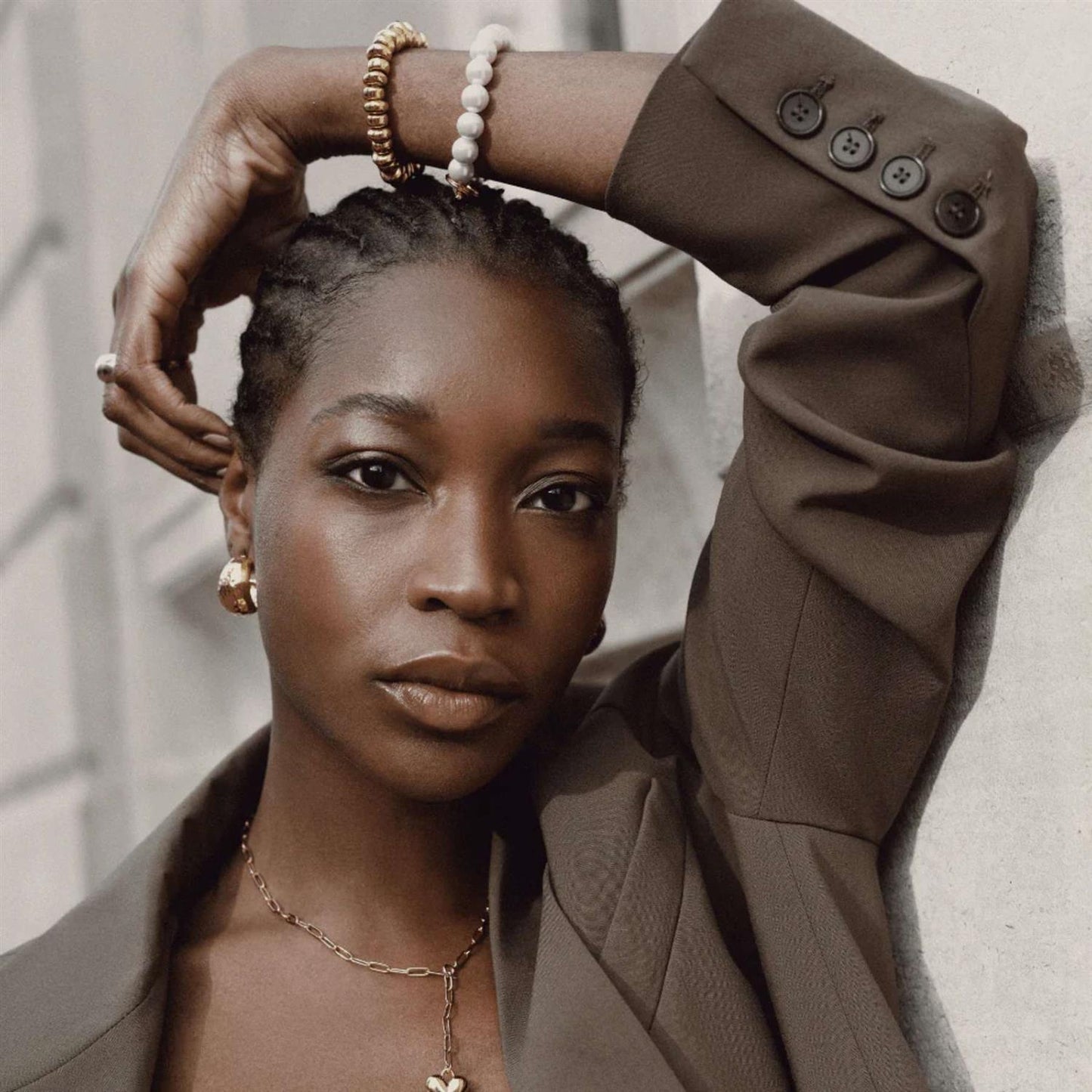 Polished Metal Nugget Stretch Bracelet