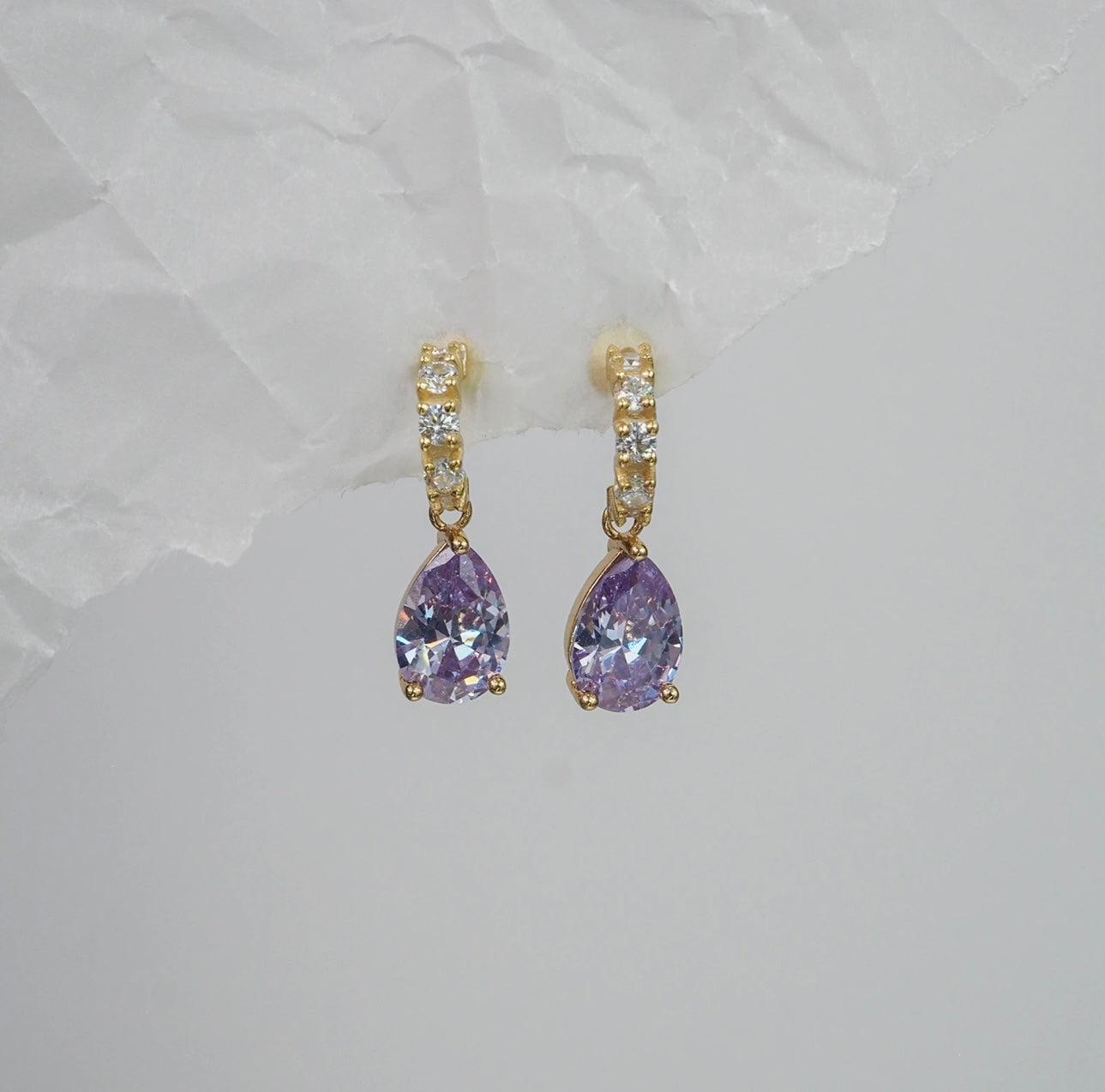 Violet Crystal Hoops