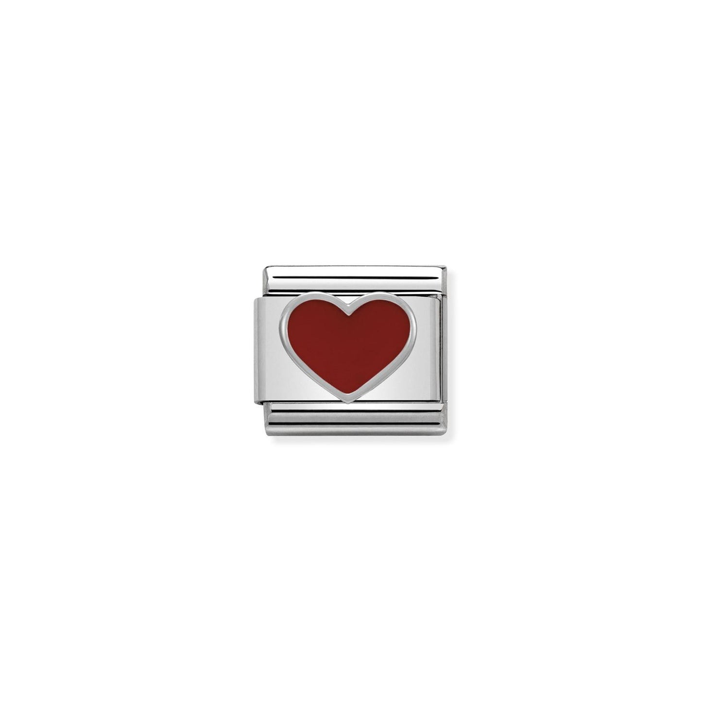 LINK, RED HEART IN SILVER AND ENAMEL