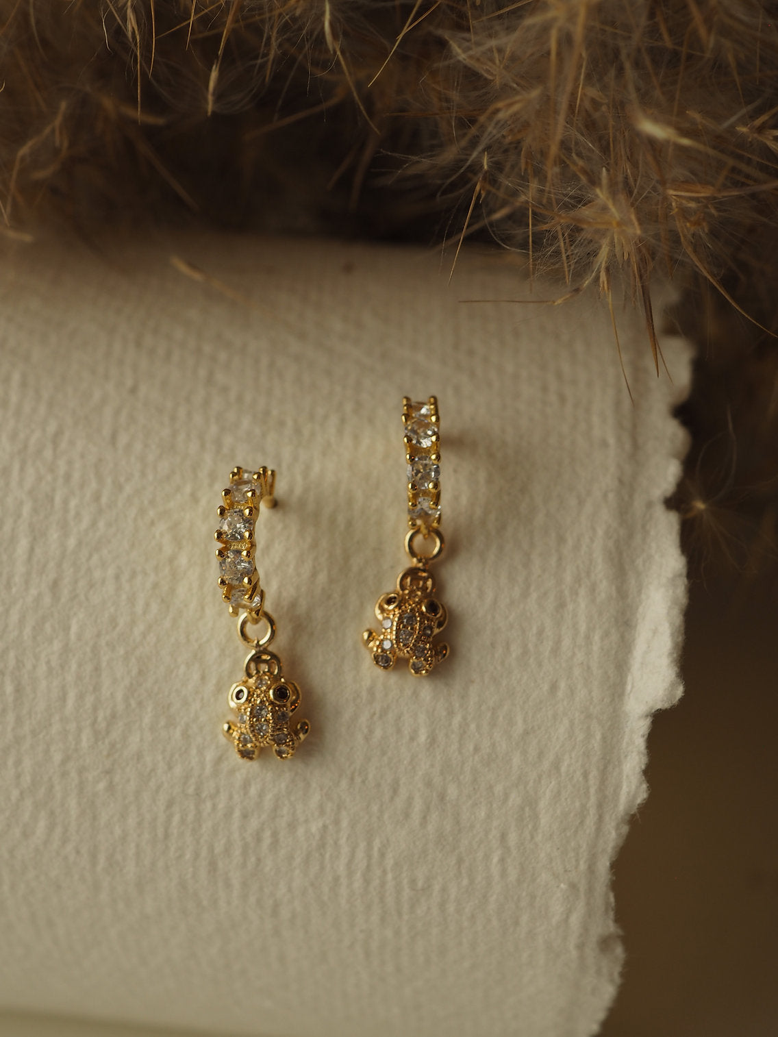 Golden Crystal Frog Hoops
