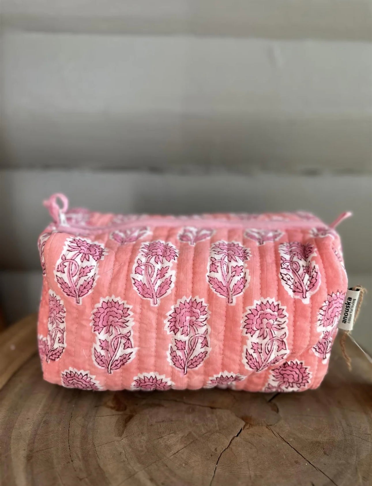 Toalettmappe Blokktrykket - Clover Peach