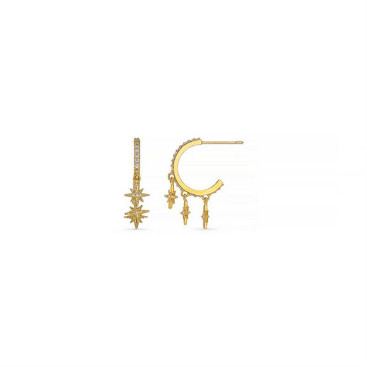 Pave Starburst Shaker Hoop Earrings