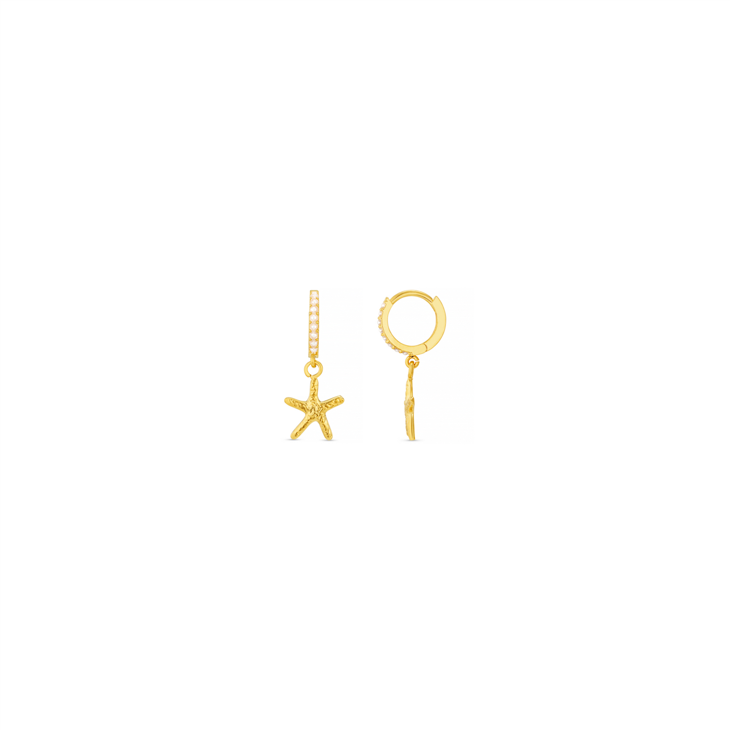 Starfish & Pearl Micro Hoops