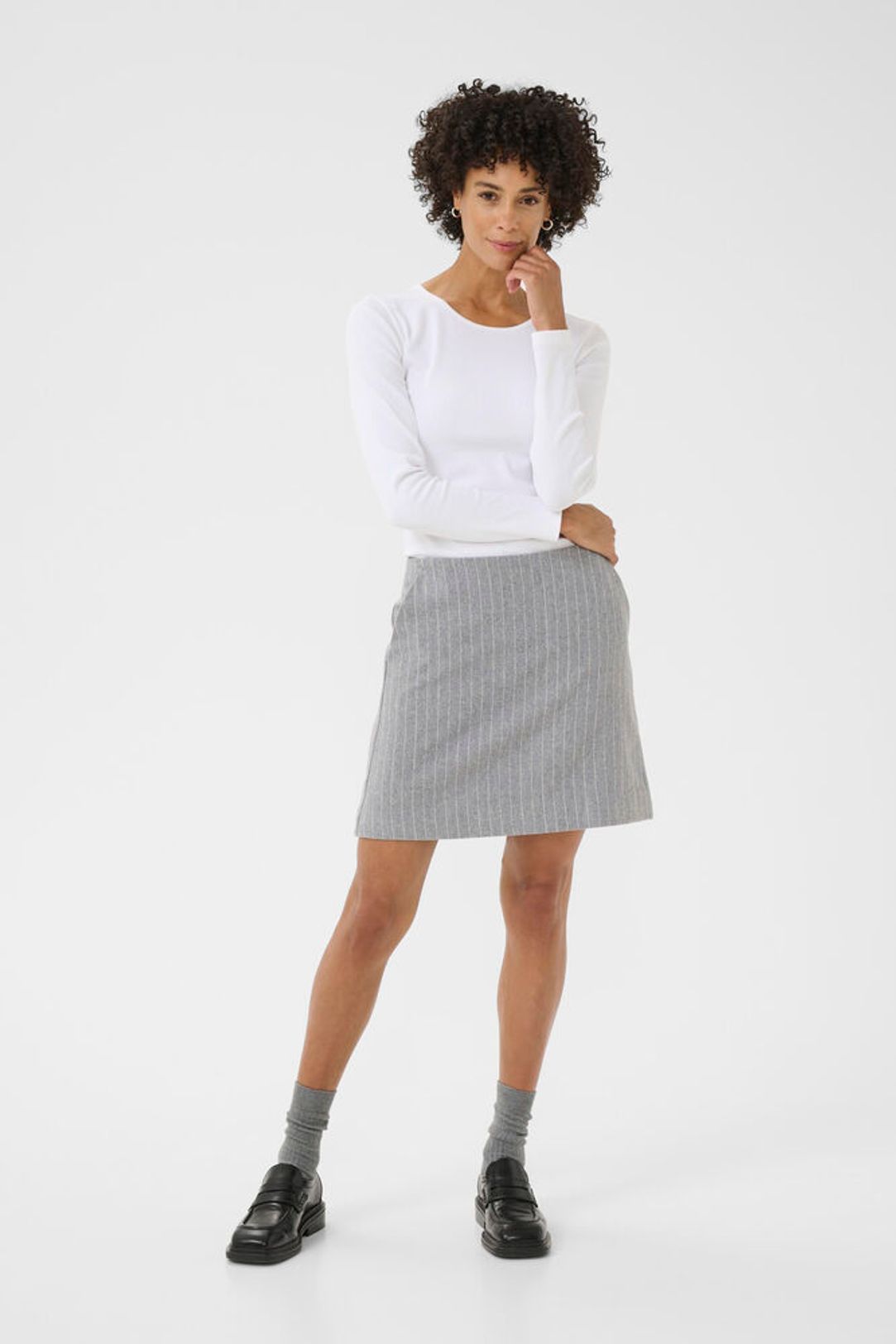 SissaPW Skirt - Medium Grey / Pinstripe