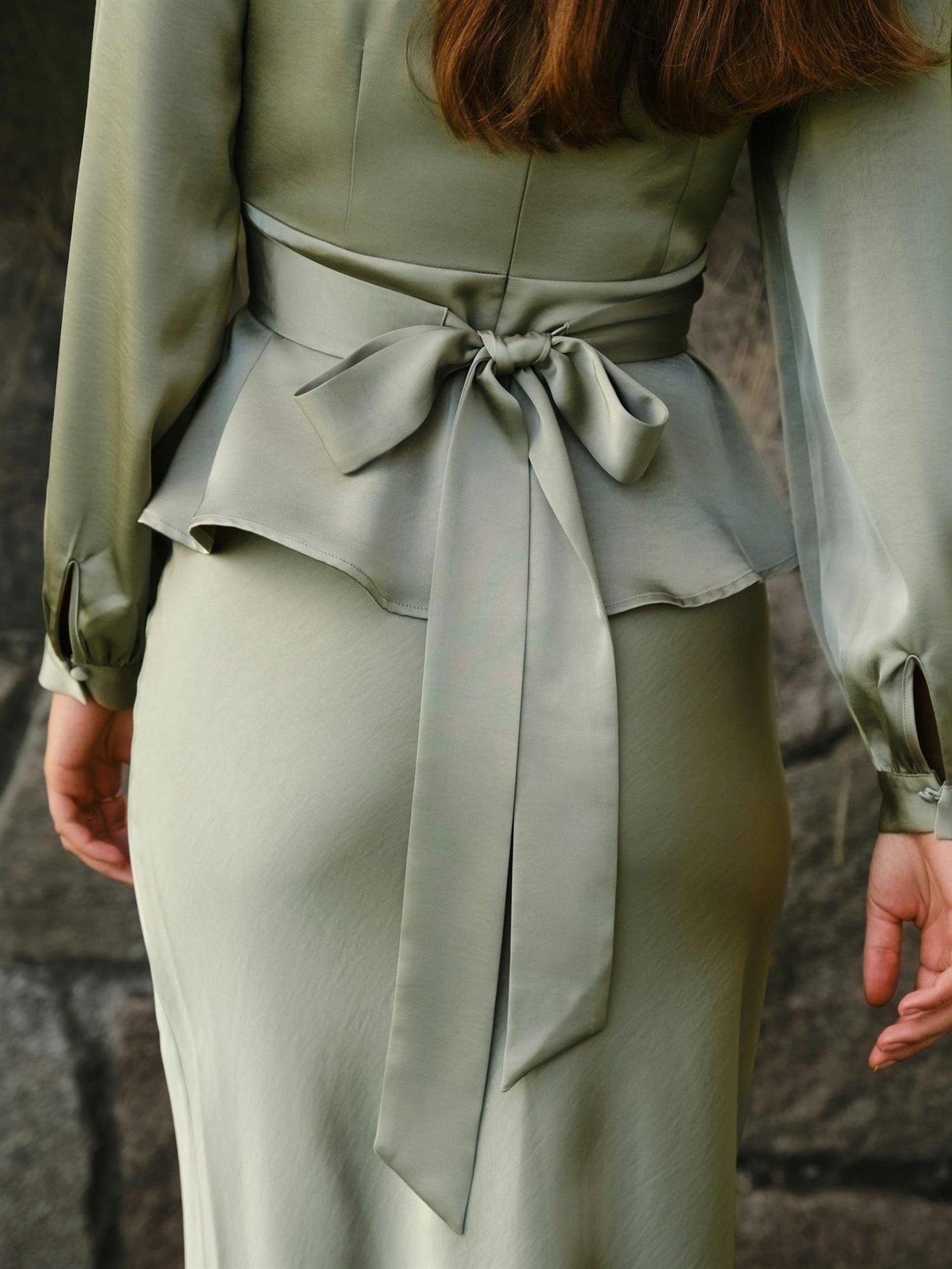 Rista Heavy Sateen Blouse - Smoke green