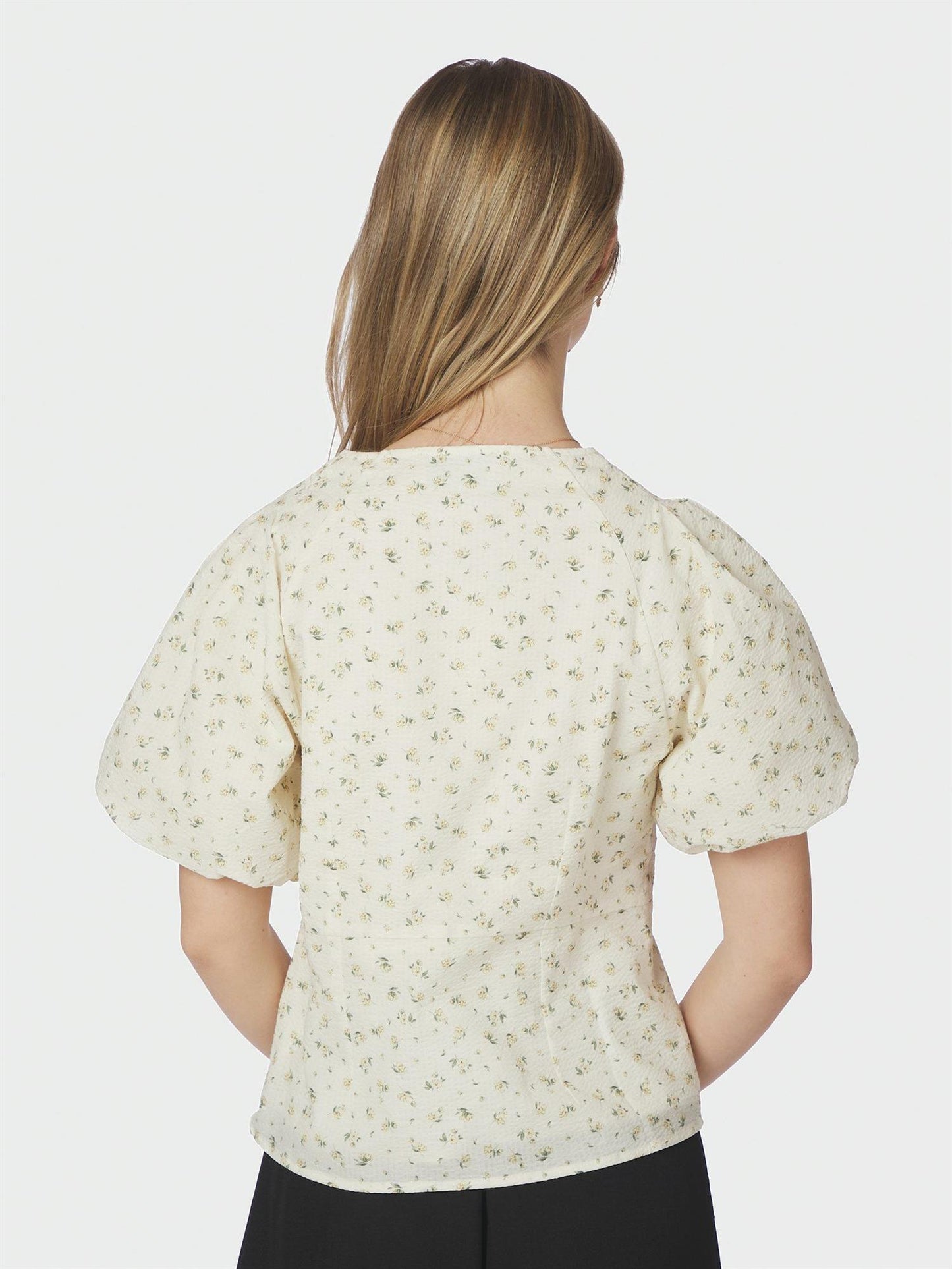 Irina small rose flower blouse - light yellow