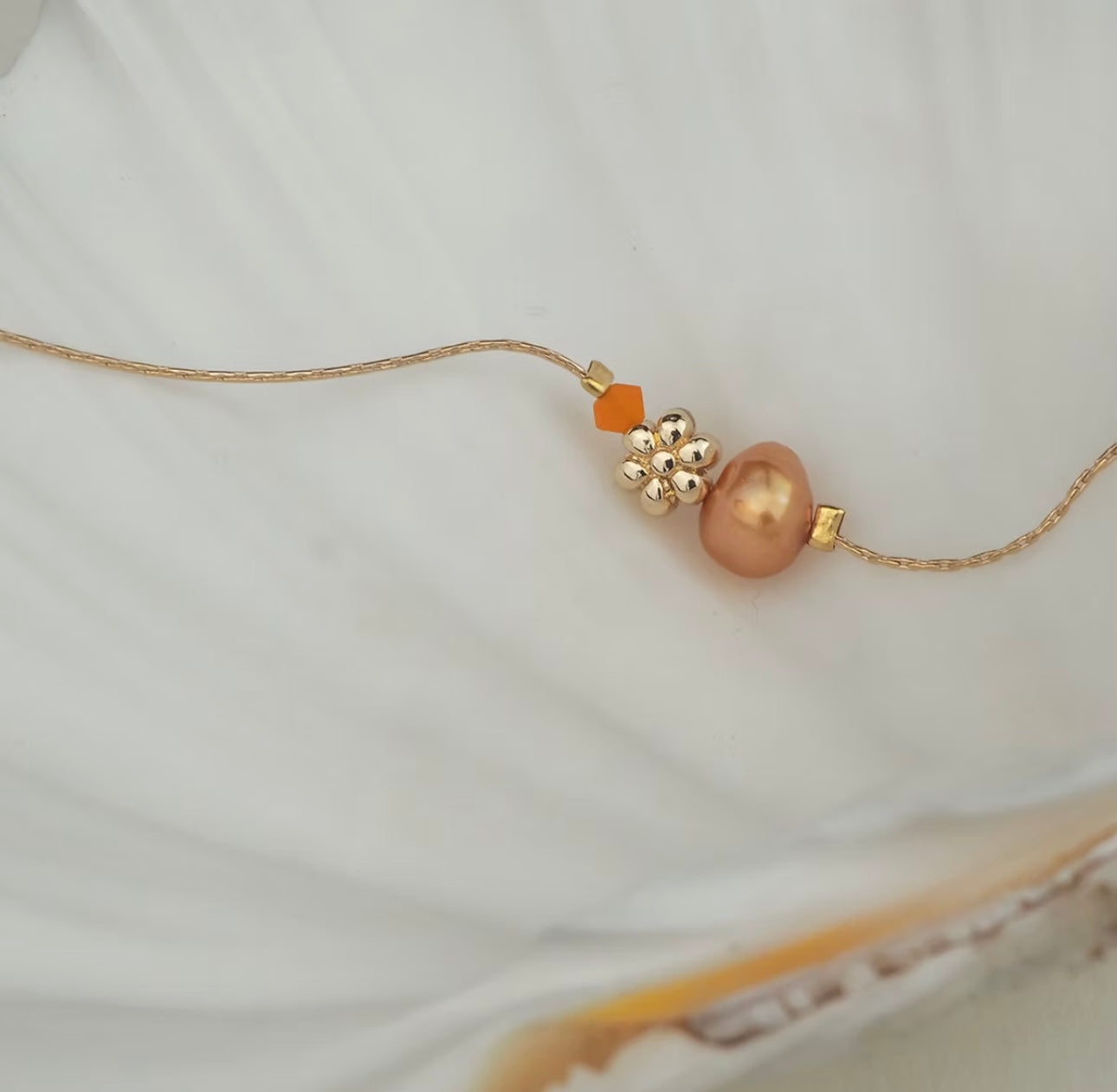 Orange Flower Twist Bracelet