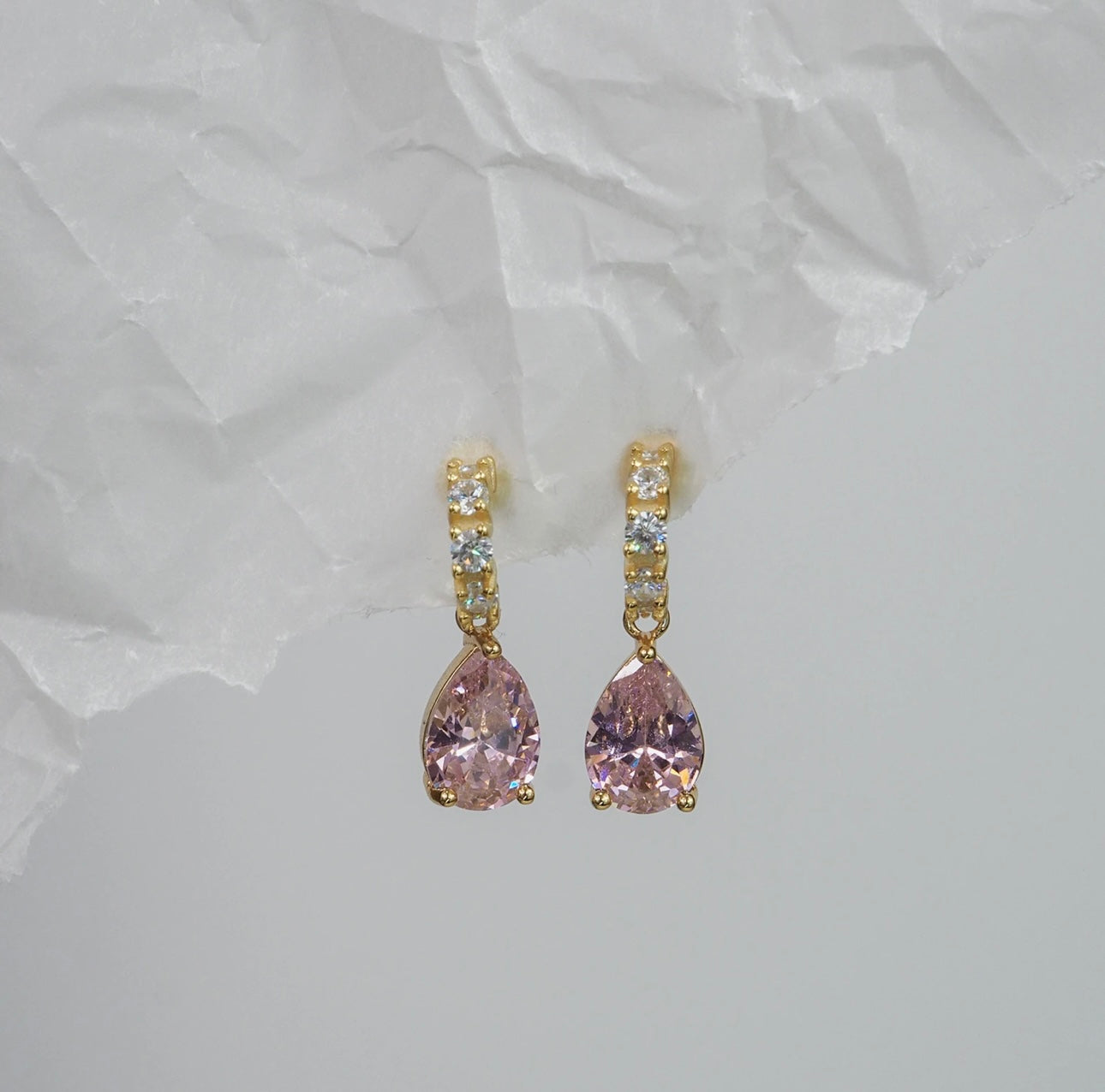Pink Crystal Hoops