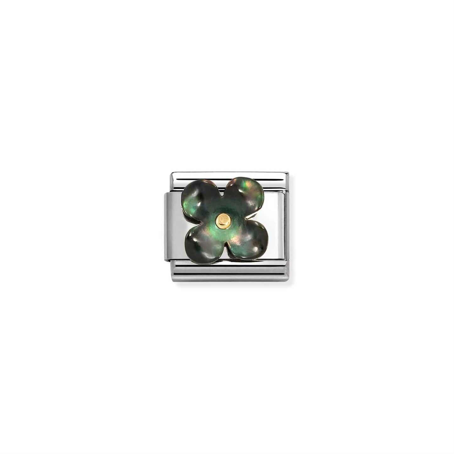 LINK, WHITE FLOWER MOTHER OF PEARL BLACK