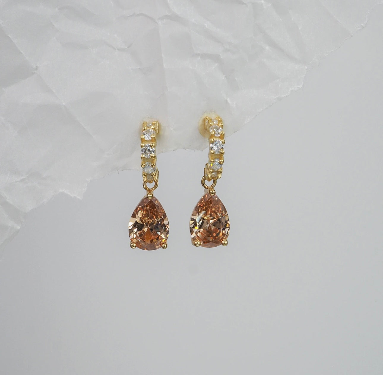 Champagne Crystal Hoops