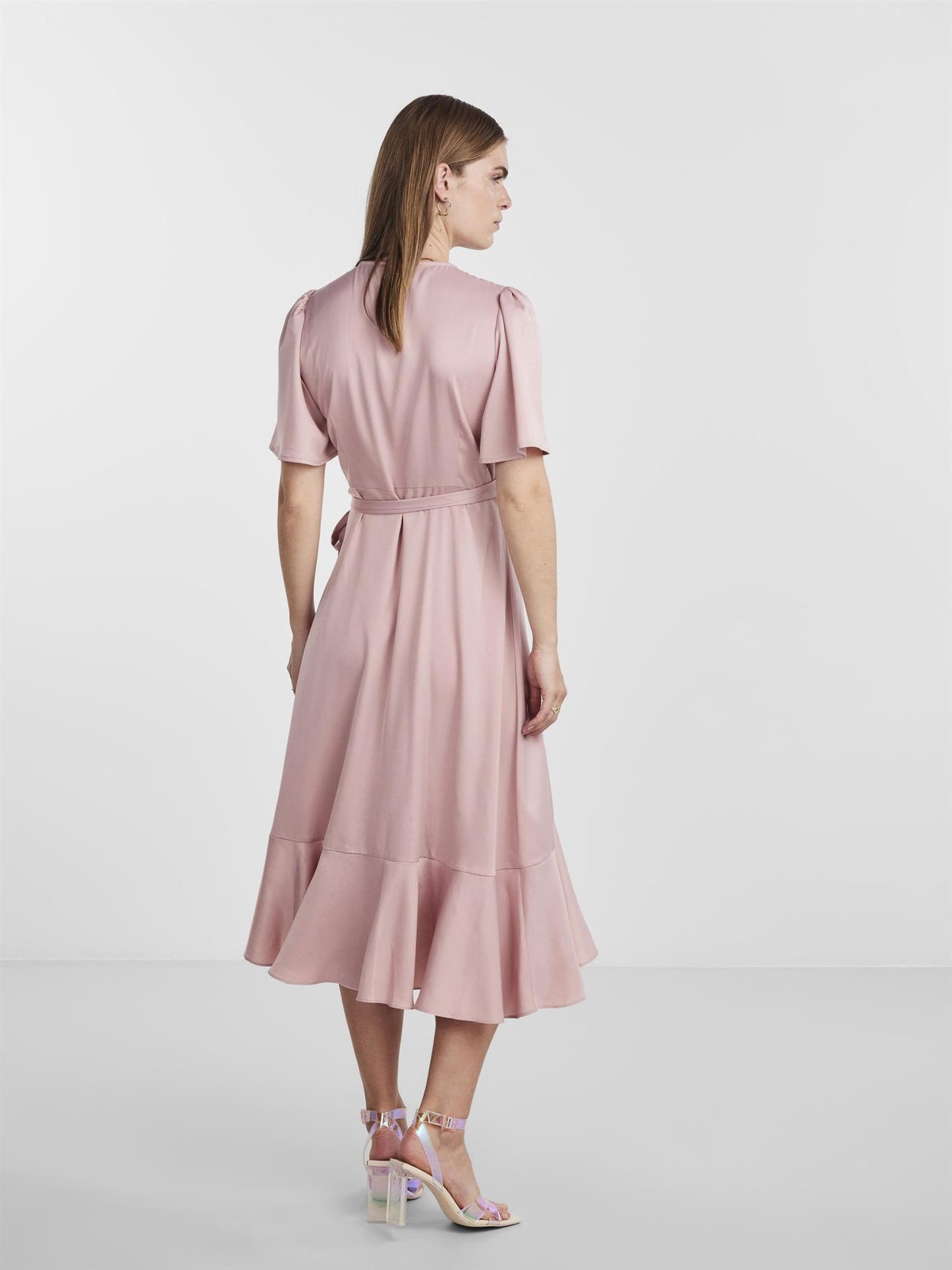 YASTHEA 2/4 MIDI WRAP DRESS - PALE MAUVE