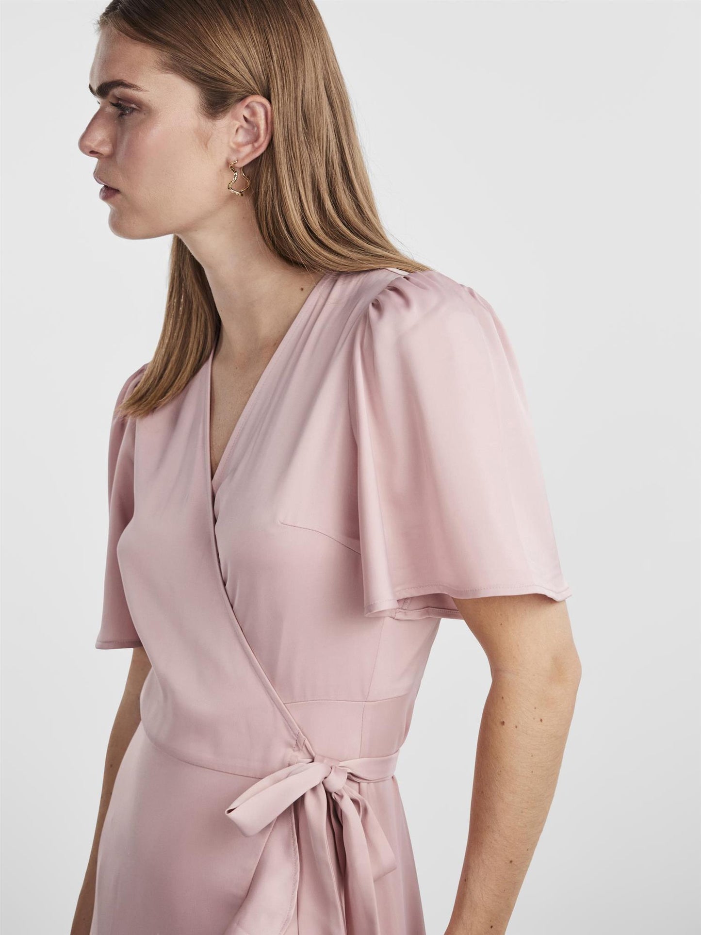 YASTHEA 2/4 MIDI WRAP DRESS - PALE MAUVE